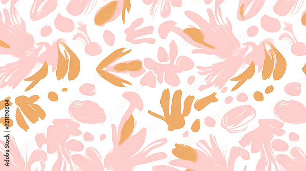 autumn leaves pattern, Abstract hand drawn flower art seamless pattern illustration. autumn leaves pattern, Abstract hand drawn flower art seamless pattern illustration.