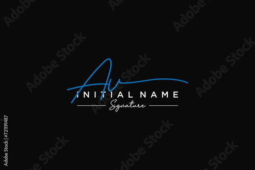 Initial AV signature logo template vector. Hand drawn Calligraphy lettering Vector illustration.