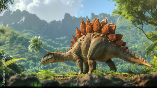 AI imagination of a Stegosaurus dinosaur. AI generated