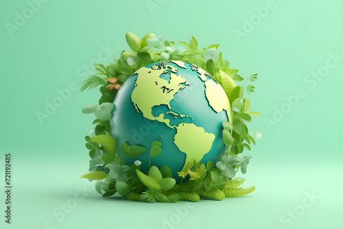 Eco planet earth with greenery plants