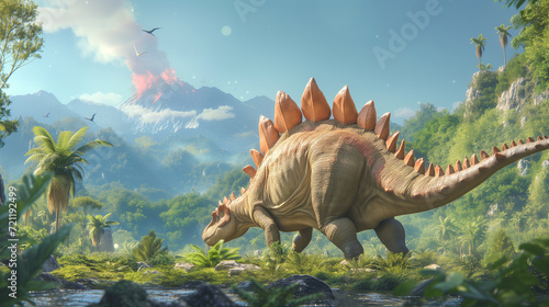AI imagination of a Stegosaurus dinosaur. AI generated