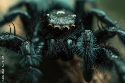 jumping spider close up in nature. super macro spider. macro spider