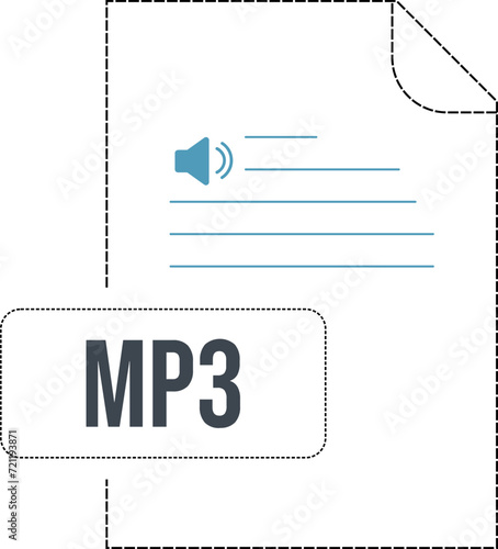 MP3 Icon black dashed Outline