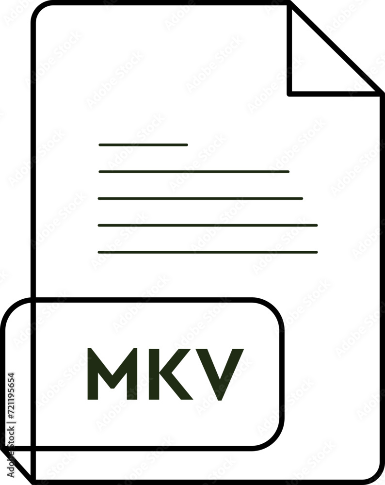 MKV File Extension icon Crisp Corners thick outline MKV File Extension icon Crisp Corners thick outline