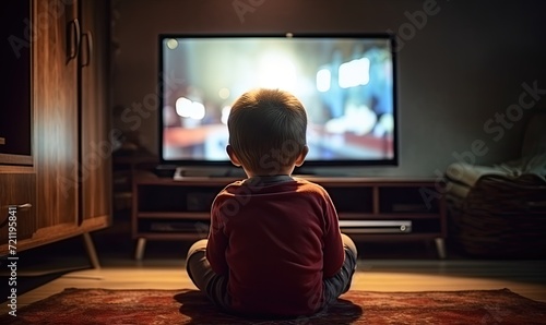 Little Boy Captivated by Television Show