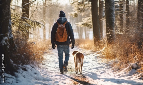 A Winter Adventure: Exploring the Snowy Outdoors with Man's Best Friend