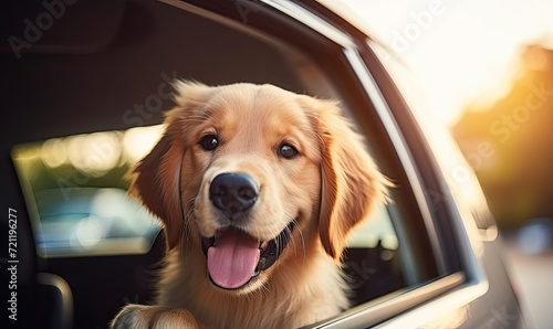 A Playful Pup Enjoying the Breeze With Its Head Out the Car Window