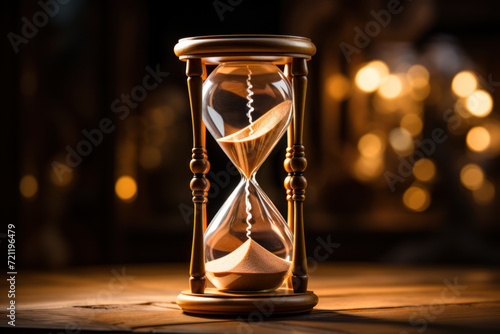 An hourglass with digital sand, representing the timeless nature of trust and reliability. Generative Ai.