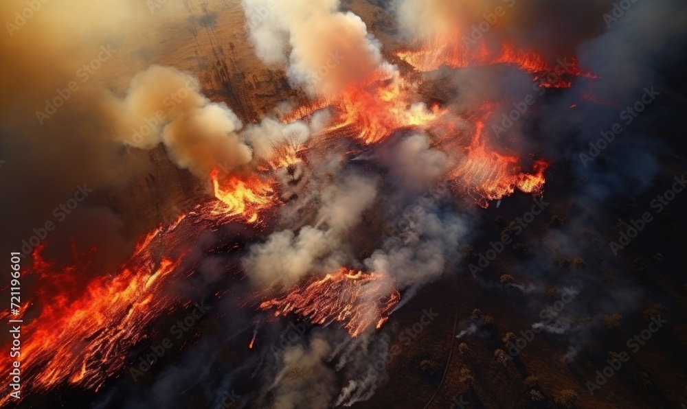 Photo of a Fiery Blaze Engulfing the Vast Open Landscape