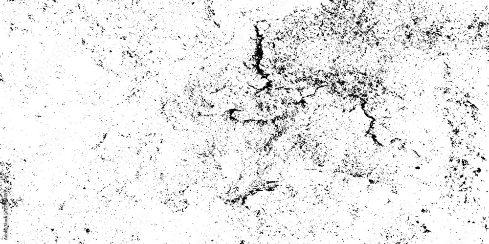 Fototapeta premium Dust overlay distress grungy effect paint. Black and white grunge seamless texture. Dust and scratches grain texture on white and black background. Dirty powder rough aged splash crumb wall backdrop.