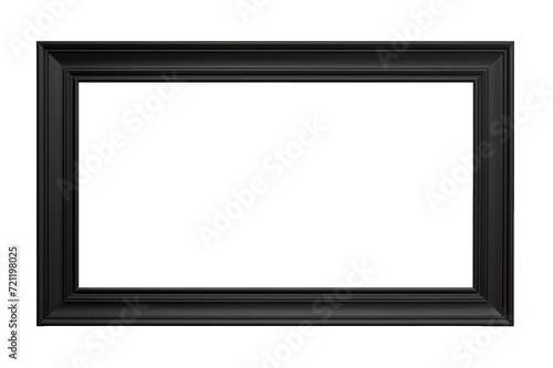 Mockup empty Black wooden horizontal picture frame on a cutout PNG transparent background