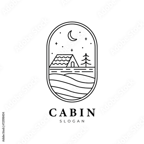 line art cabin logo vector illustrator design