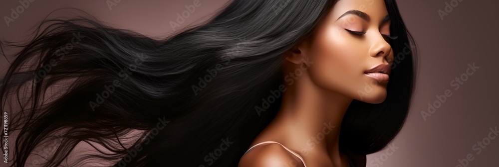 Black young pretty woman with a long shiny hair Black young pretty woman with a long shiny hair
