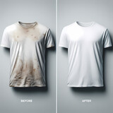 a compelling before-and-after image sequence featuring a white t-shirt, Generative Ai