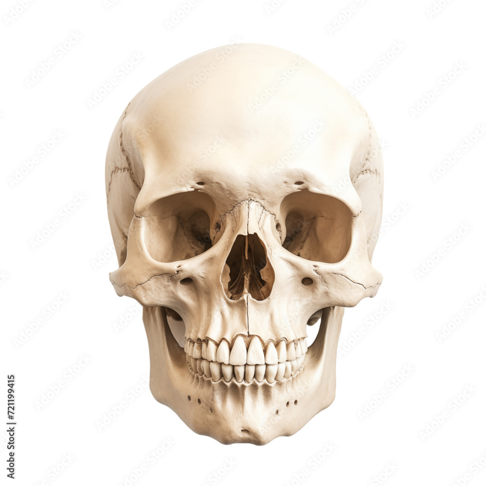 Obraz premium Human Skull Isolated Transparent, Generative AI