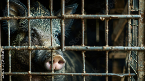 Boar in cage