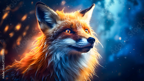 Red fox in the autumn forest. Close up portrait of a wild animal. AI Generated © Iwankrwn