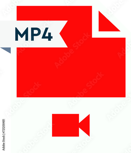 MP4 File format icon  roe color fill 