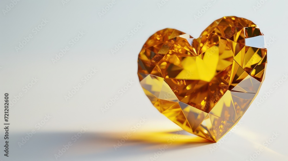 Shiny golden heart shaped diamond Shiny golden heart shaped diamond