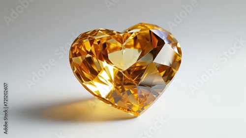 Shiny golden heart shaped diamond