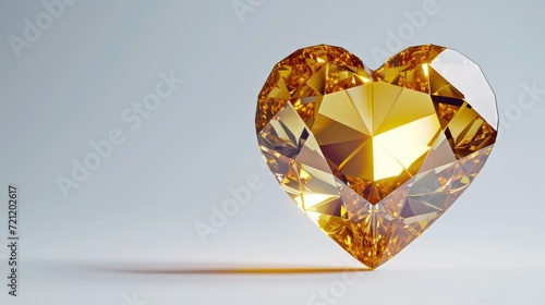 Shiny golden heart shaped diamond