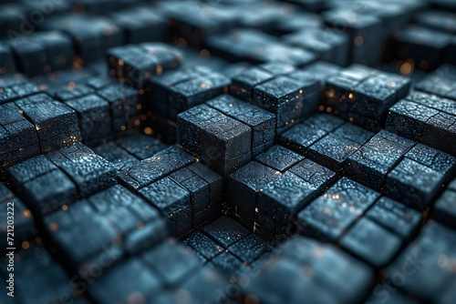 blockchain cube, lines symbolizing the simplicity and security of distributed trust networks photo
