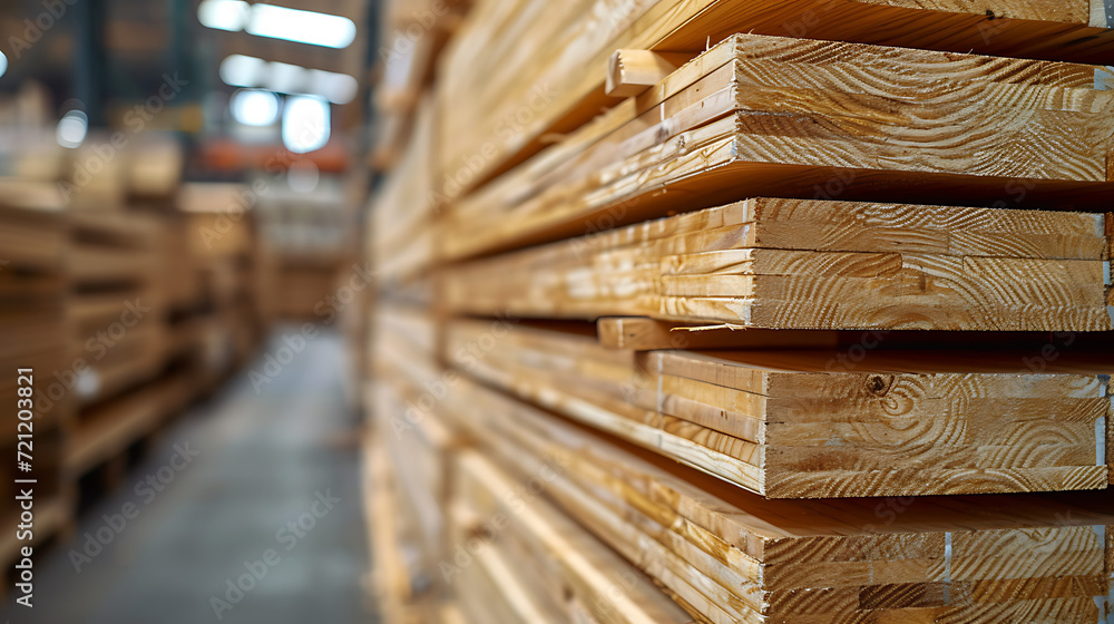 Stacks of wood in a clean warehouse environment. Stacks of wood in a clean warehouse environment.