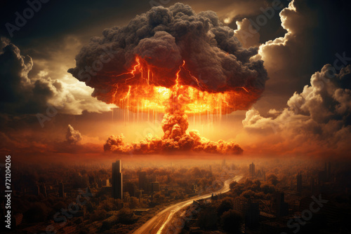 Nuclear bomb explosion mushroom, armageddon concept