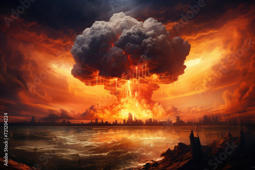 Nuclear bomb explosion, apocalypse, end of the world concept