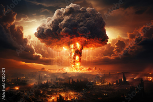 Nuclear bomb explosion, apocalypse, end of the world concept