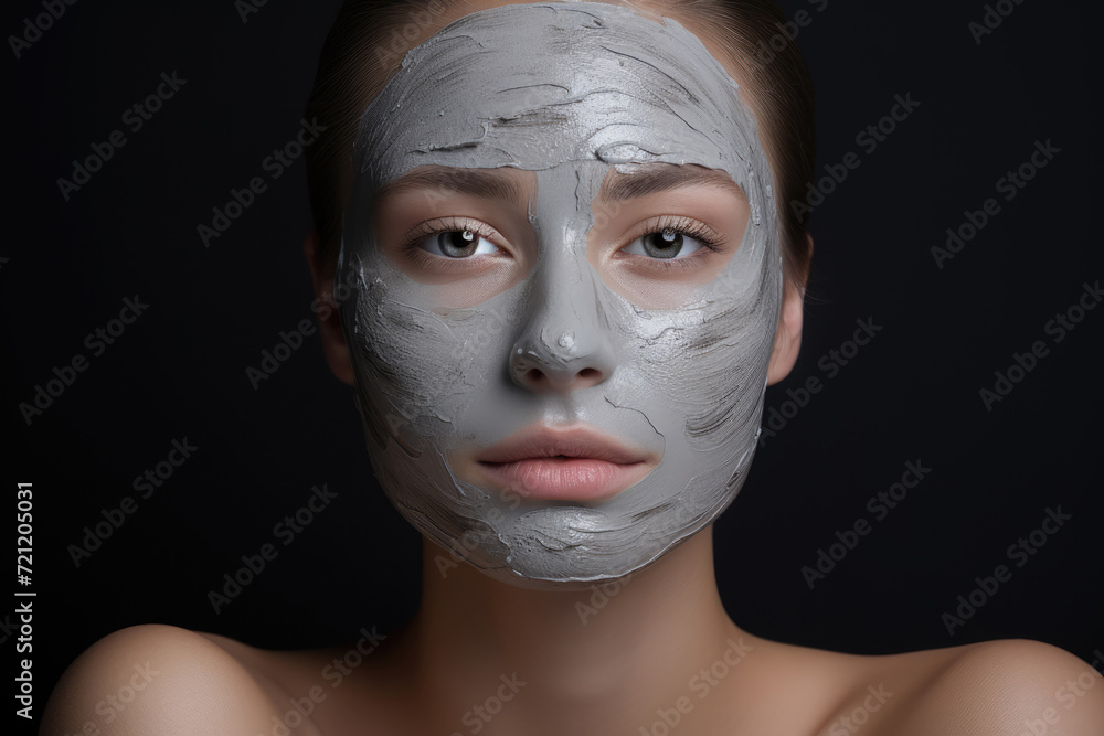 Young beautiful woman with cosmetic mask