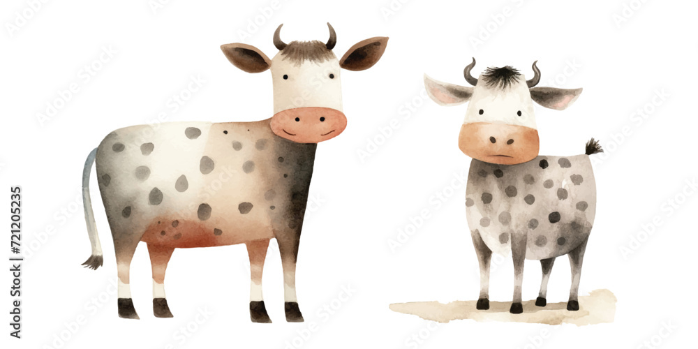 Fototapeta premium Cute Cow Watercolor