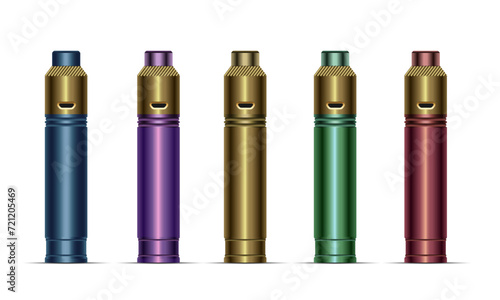 Electronic e-cigarette device of different colors vector