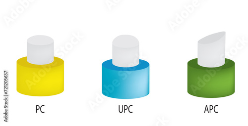 Fiber connector types, vector illustration