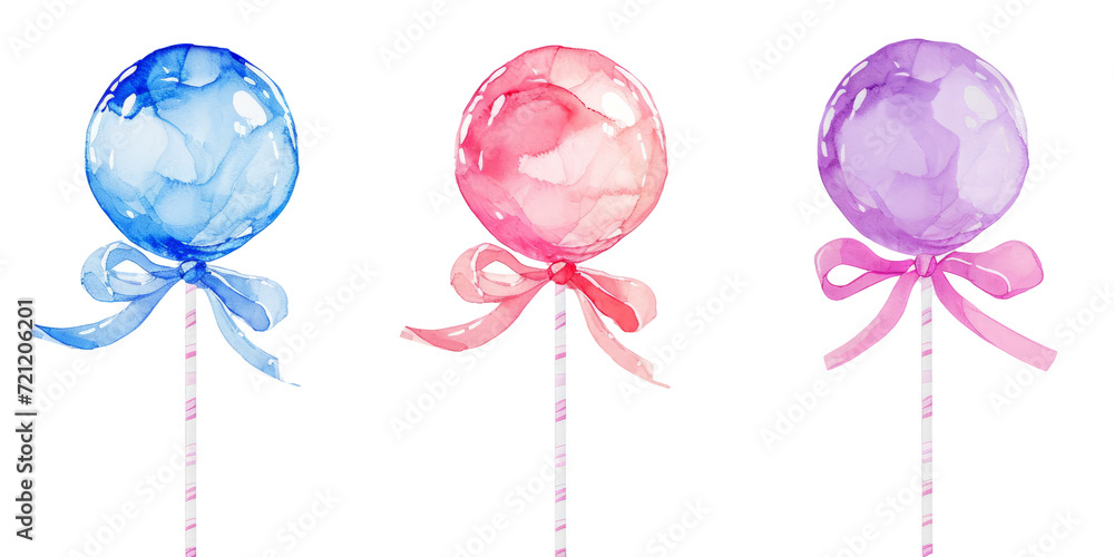 lollipops with elegant ribbons, symbolizing the grace and strength of a woman on March 8th. isolated on white background.