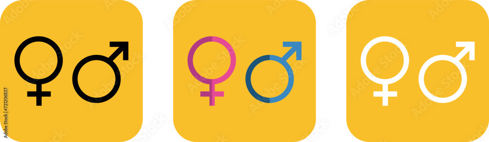 Male and female symbol, icons collection. Pink, blue, white and black man symbols. Vector illustration Male and female symbol, icons collection. Pink, blue, white and black man symbols. Vector illustration