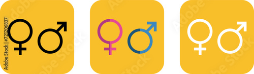 Male and female symbol, icons collection. Pink, blue, white and black man symbols. Vector illustration