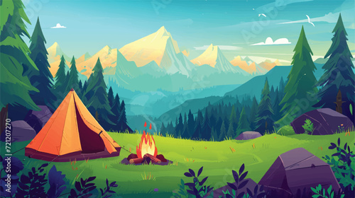 Forest summer camp vector illustration photo