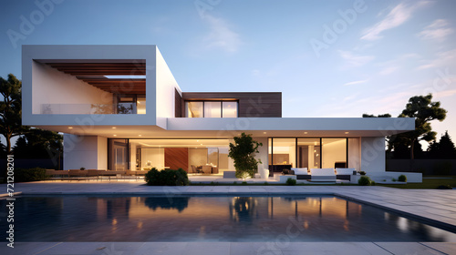Luxury Home Exterior Exterior view of modern luxury home with pool and landscaping © bharath