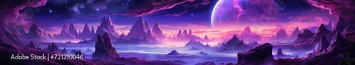 Majestic Alien Sunrise with Multiple Moons and Mystic Terrain - Generative AI