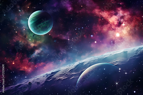 Galaxy space with planets background