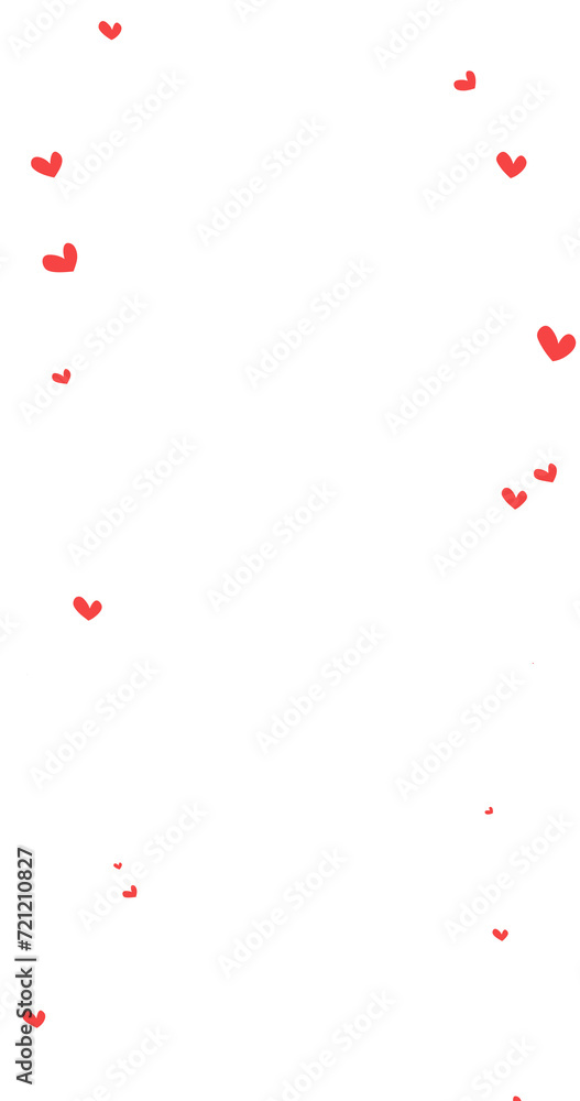 4k hand drawing little red hearts on transparent background. Love  vertical frame. Decorative minimal valentines cute borders. I like you live wallpaper. Simple Happy Valentines' Card. Sale banner