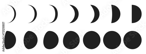 Moon crescent to full moon icon set photo