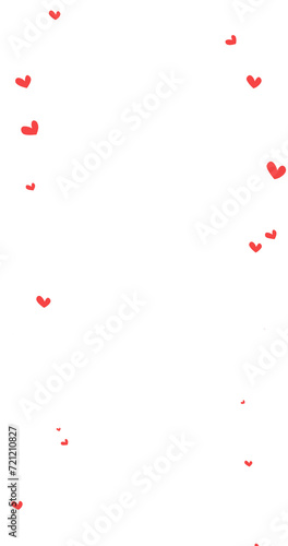 4k hand drawing little red hearts on transparent background. Love vertical frame. Decorative minimal valentines cute borders. I like you live wallpaper. Simple Happy Valentines' Card. Sale banner