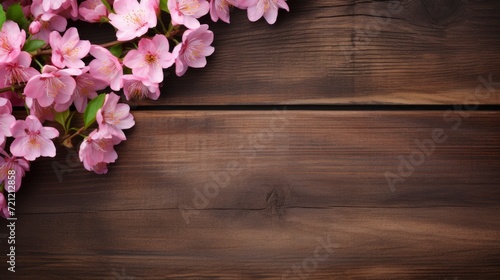 spring background with wooden planks, copy space - generative ai © Nia™