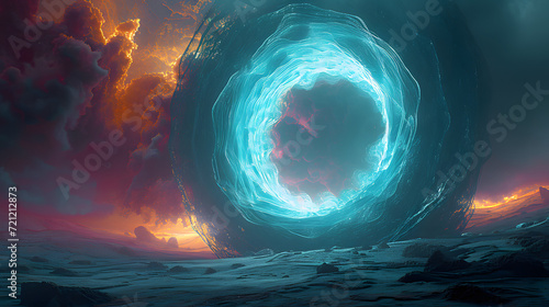Abstract forms of the geometric portal create the impression of incredible complexity and mystery
