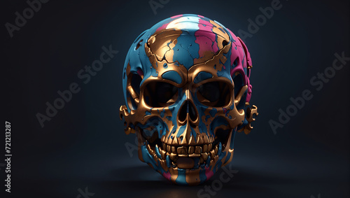 Head skull gold color 