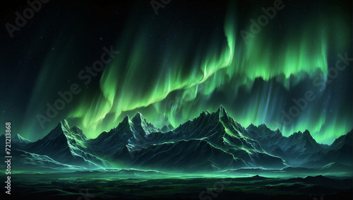 Beautifull landscape of mountain and aurora borealis