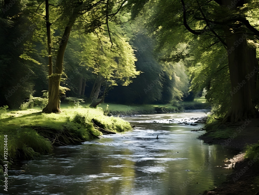 Obraz premium Serene Forest Stream with Mossy Rocks