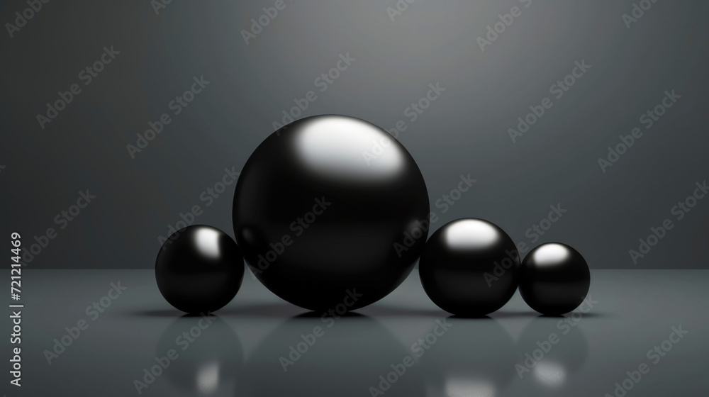3D black spheres of different sizes and transparency. Dark colour palette. Abstract background. Generative AI 3D black spheres of different sizes and transparency. Dark colour palette. Abstract background. Generative AI